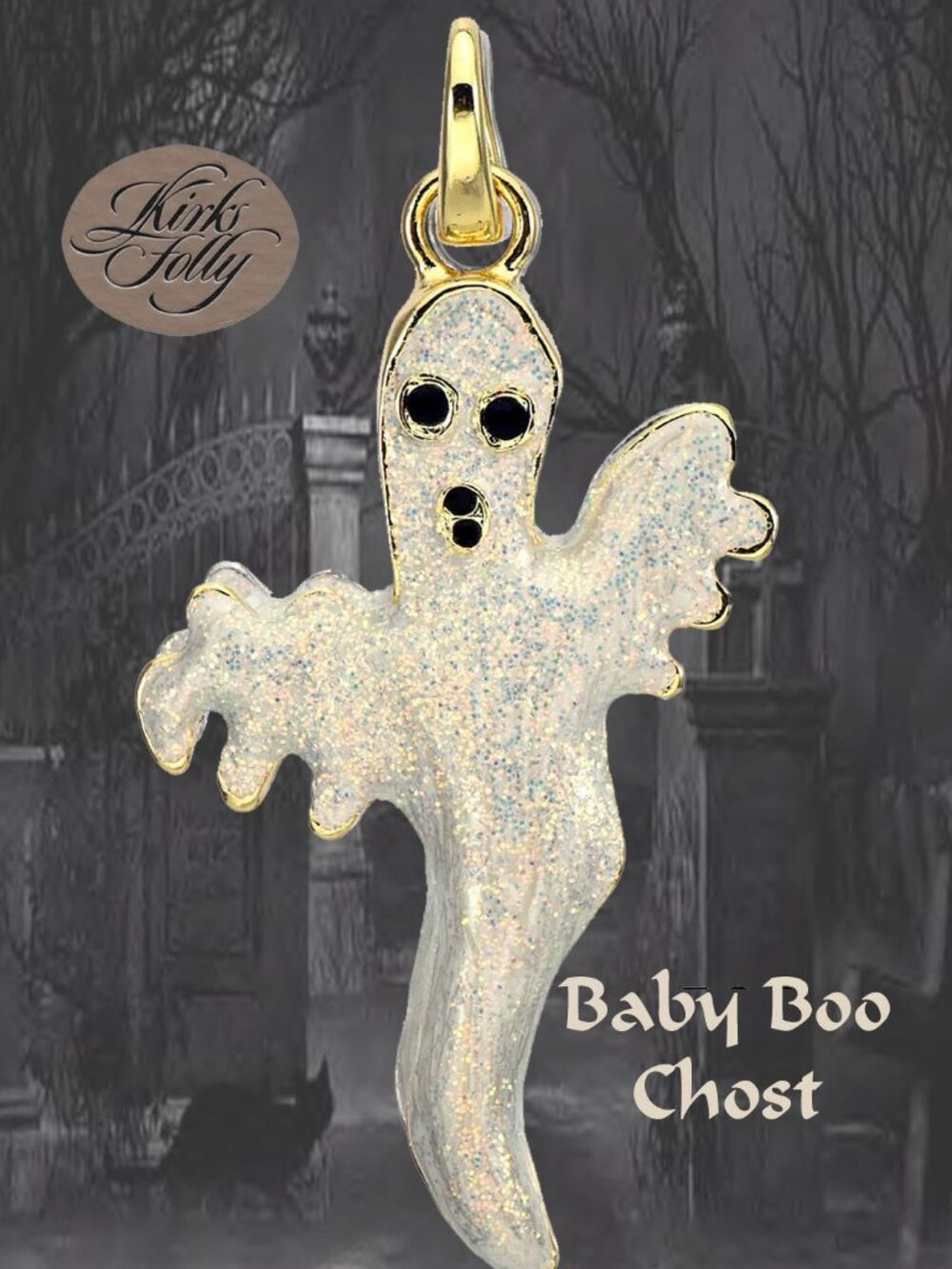 Kirks Folly 𝑩𝒂𝒃𝒚 𝑩𝒐𝒐 𝑮𝒉𝒐𝒔𝒕 Open Ring Charm Goldtone Halloween